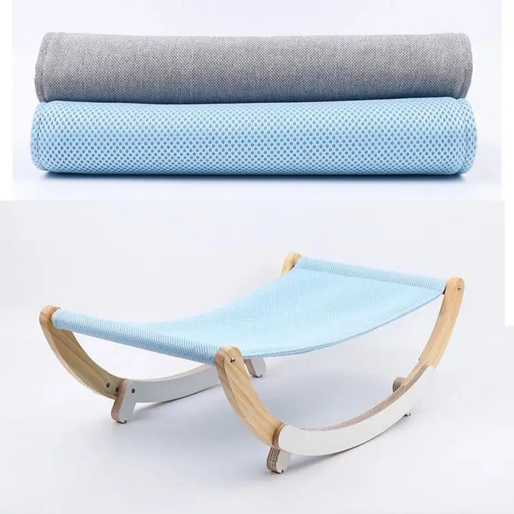 

Wholesale Durable Wooden Frame Cat Toys Bed Sleeping Hammock Cat Bed Camping Hammock, Blue;grey