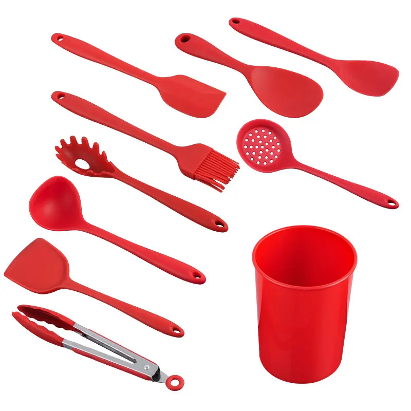 

Top Seller 10PCS Eco Friendly Kitchen Tools Cooking Accessories Silicone Utensils Set