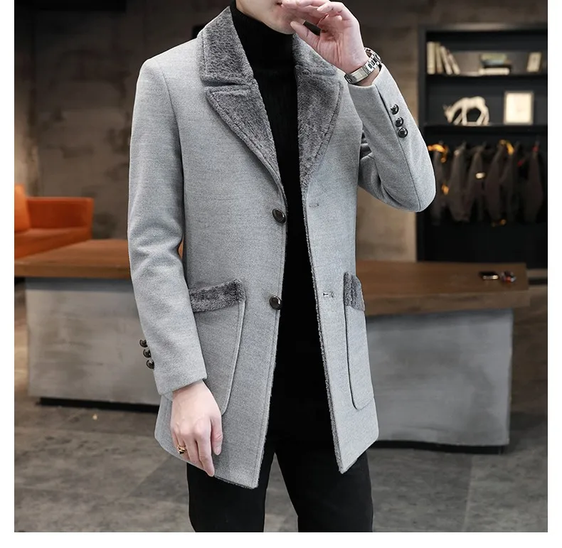 

M-5XL new autumn and winter fur integrated men's coat coat small suit windbreaker