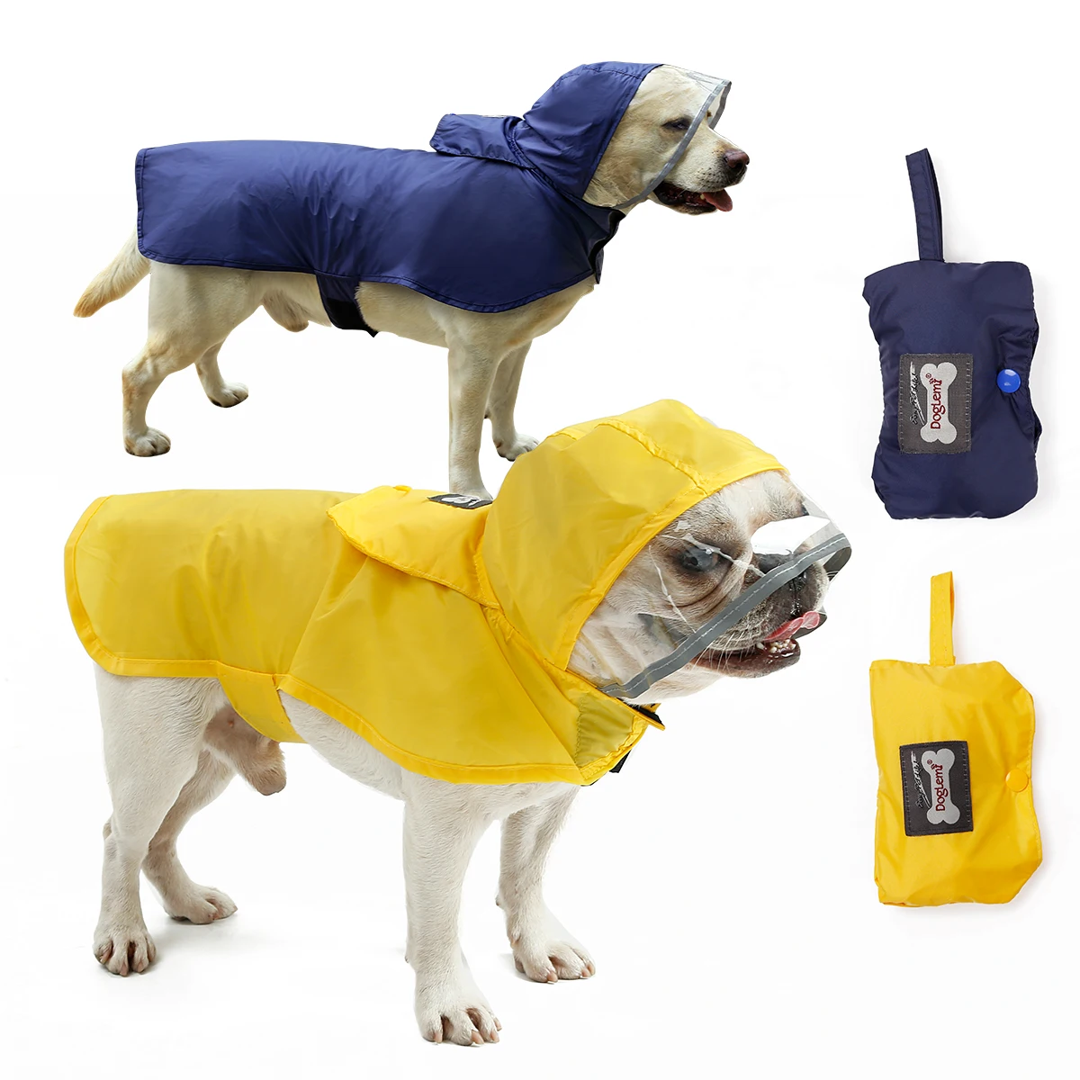 

Custom Dog Raincoat Gear Hooded Slicker Waterproof Packable Rain Coat Poncho for Dogs Pet