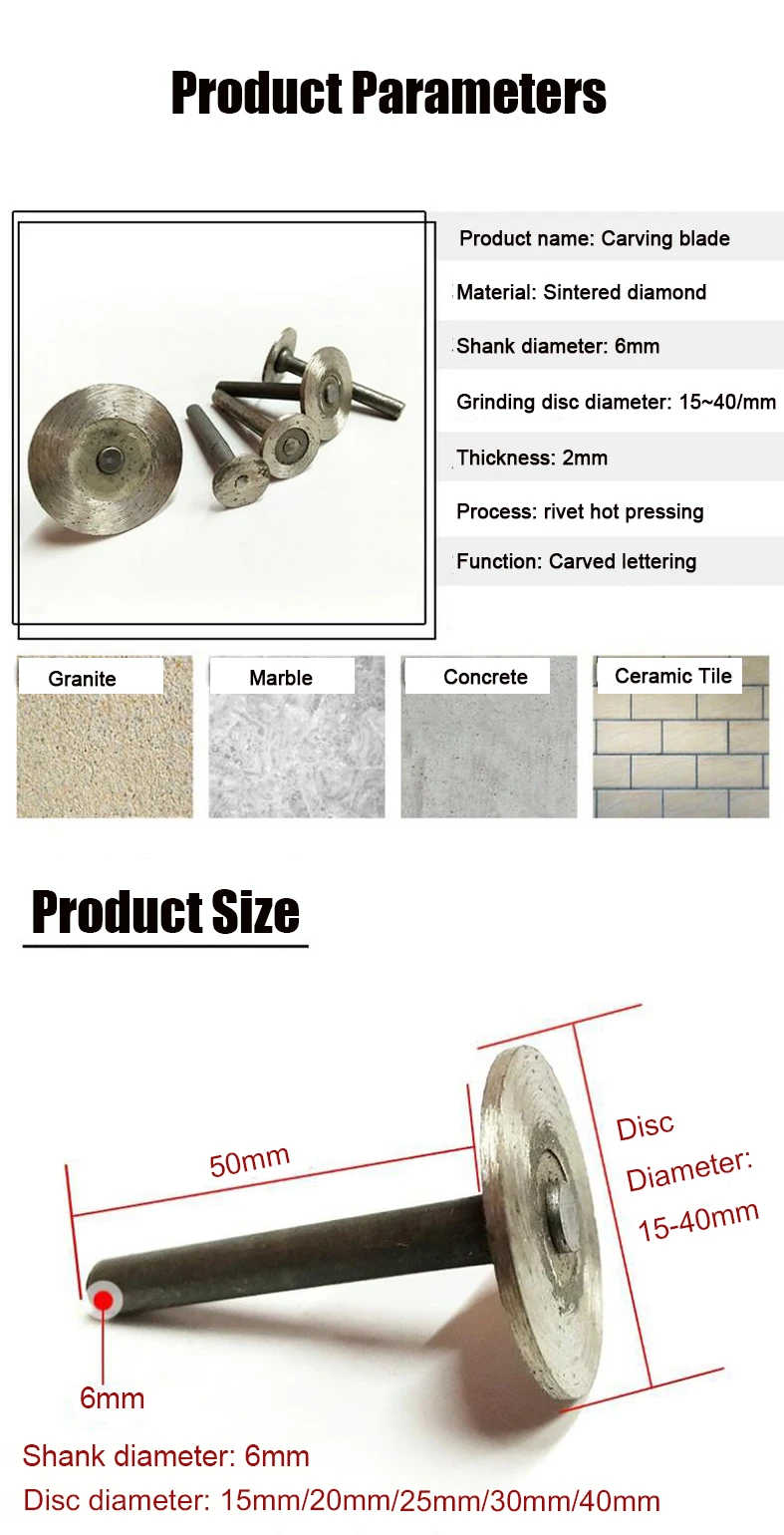 Shank Type Marble Diamond Cutting Discs Wheel Saw Blade For Rotary Tool Stone Blade Cut Wheel Used With Micro Motors