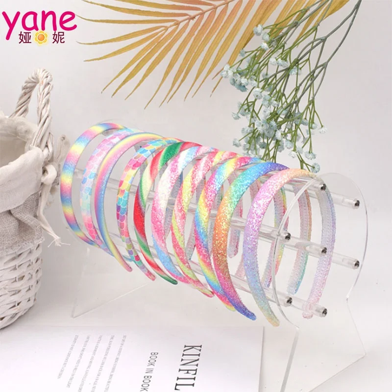 

Newest Korea glitter hairbands and rainbow color 2 cm width headband for girls hair decoration