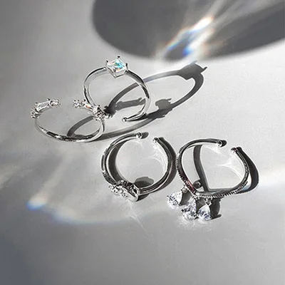 

925 silver tear Polar bear set rings