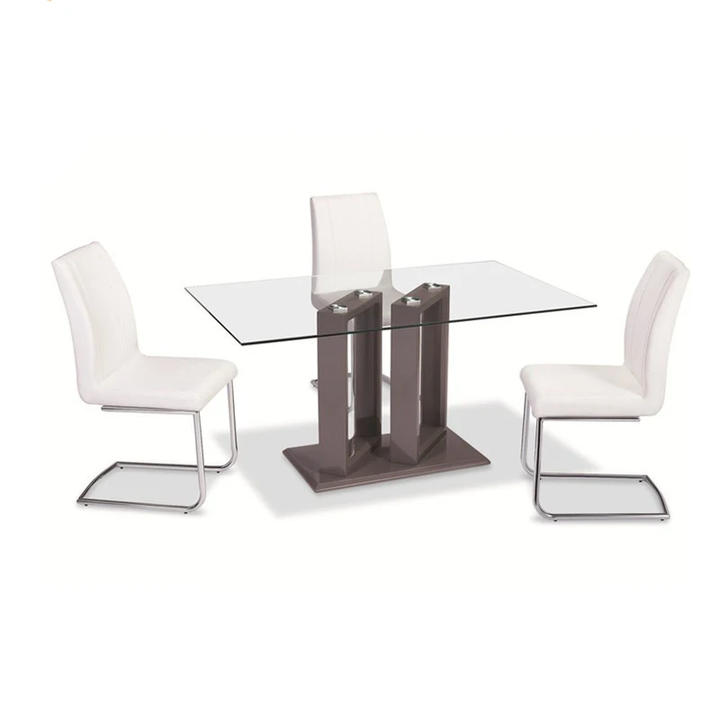 High gloss finish frame rectangle tempered glass mirrored dining table