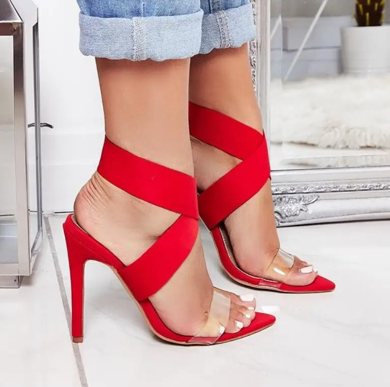 

PDEP hot sale price clear heel sandals big size 42 high heel nude transparent shoes for women red stiletto heels for ladies, As pictures shown
