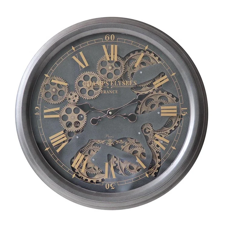 
metal fashion creative gear clock round decorative wall clock 