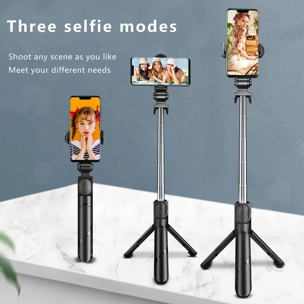 

Portable Selfie Stick with Light BT Compatible Selfie Stick Mobile Phone Holder Retractable Multifunction Tripod For iPhone, Black/white