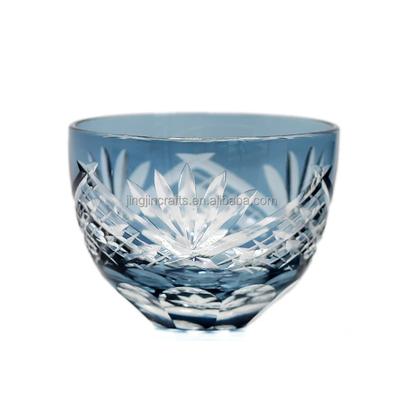 

Stocked cheap glass tea cup Bohemia style tea bowl 40ml sake cup, Deep blue