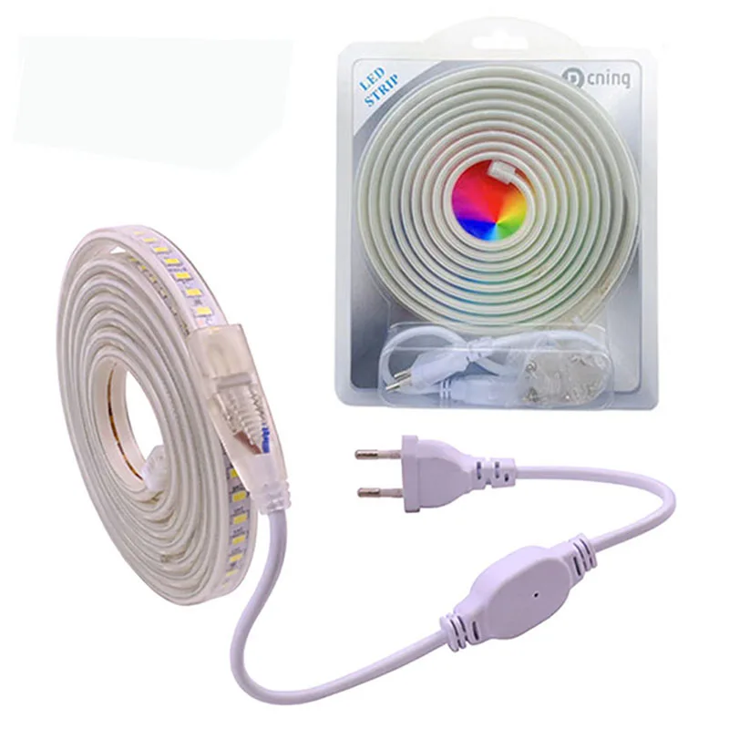 

3 Meters AC 220 Volt SMD 5730 120 led/m IP67 Waterproof Outdoor Garden LED Flexible Strip Light with EU Power Cord Plug