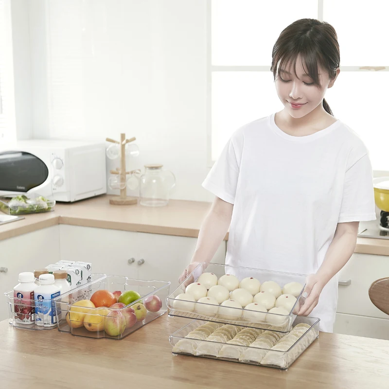 
Hot Sale Plastic Refrigerator Organizer Bins Stackable Fridge Organizers for Kitchen and Fridges 