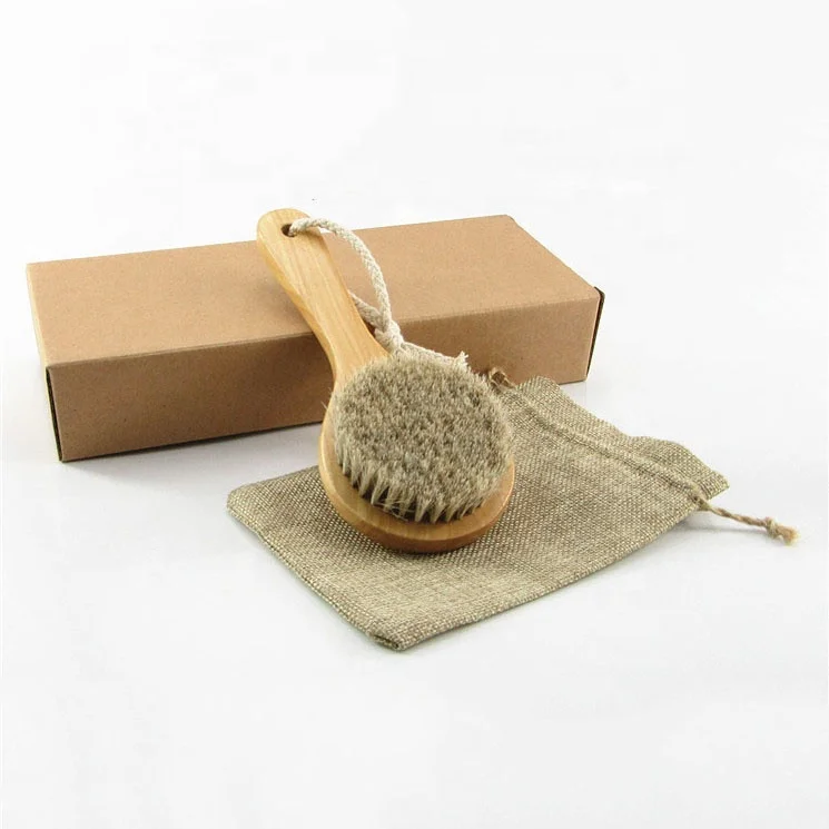 

Dry Skin Body Brush Natural Bristle Brush Soft Handle Pouch Brush SPA Sale