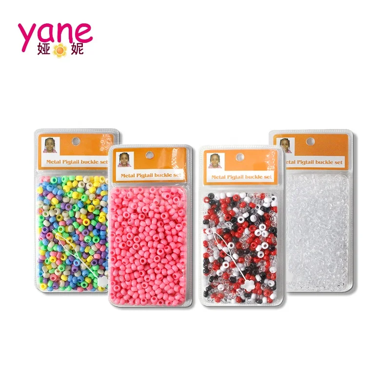 

hot selling mini kids hair beads glossy Mixed color hair beads packaging in box