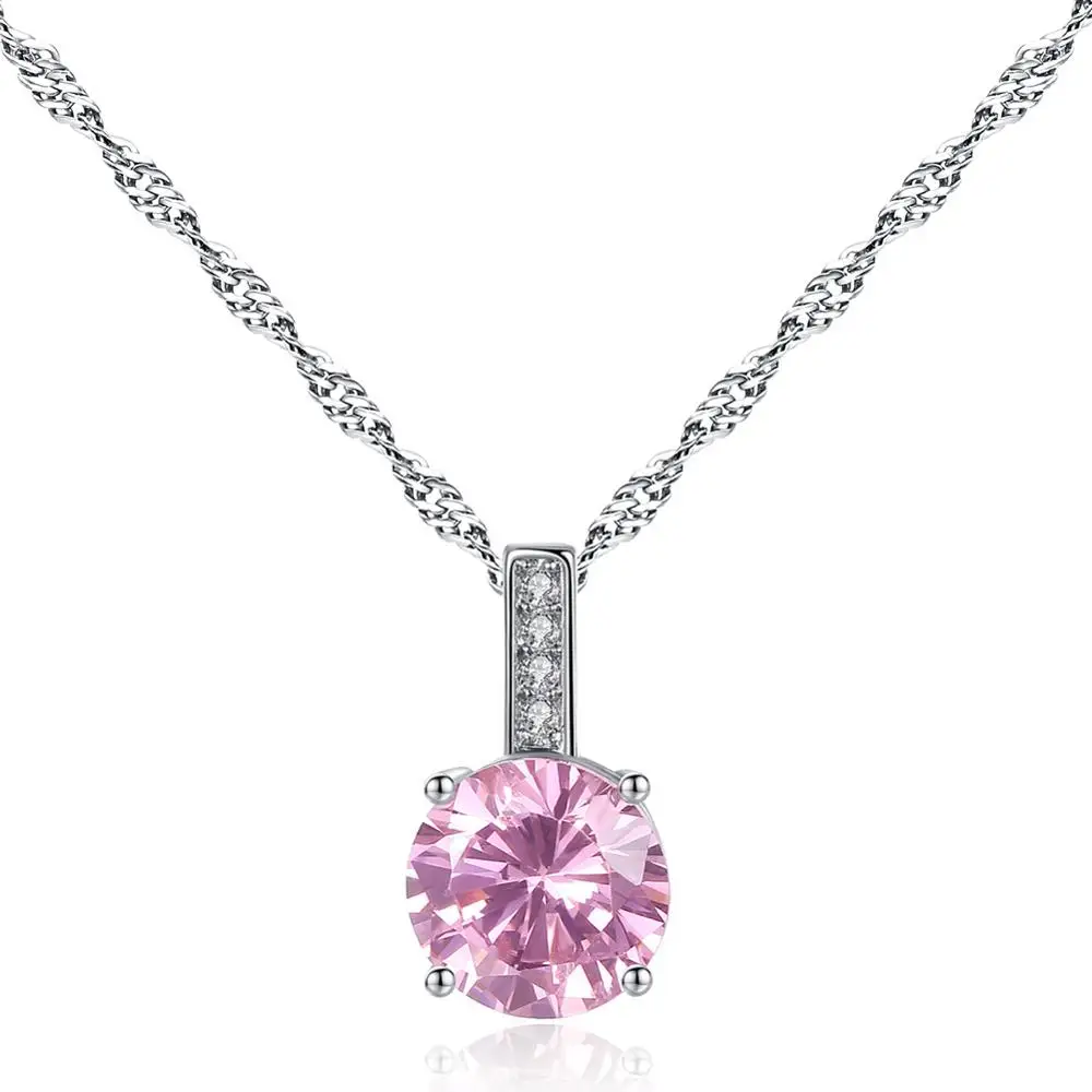

Exquisite Jewelry Wholesale Price Bling Crystal Round Diamond Pendant Necklace CZ Zirconia Geometric Charm Necklace
