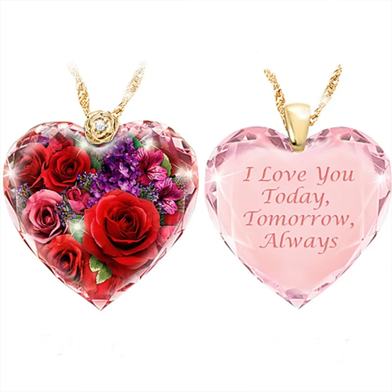 

Romantic fashion rose flower necklace ladies crystal gold-plated necklace
