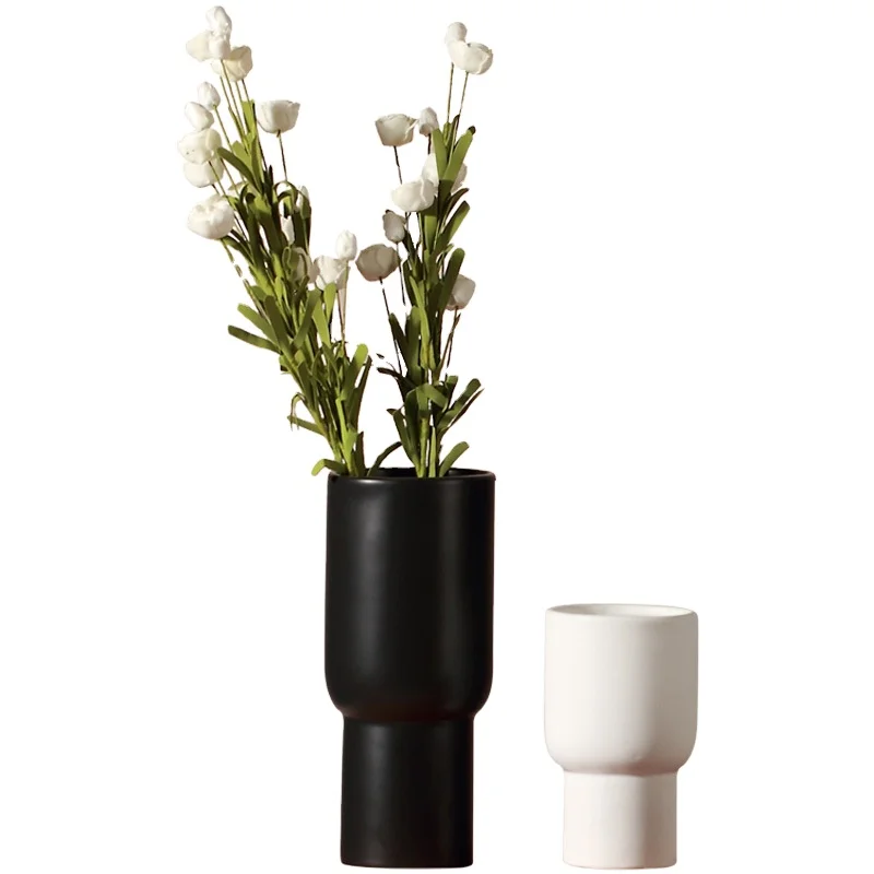 

Nordic Modern Minimalist Matte Black White Gray Ceramic Vase Home Outfit Dried Flower And Flowerpot For Decoration