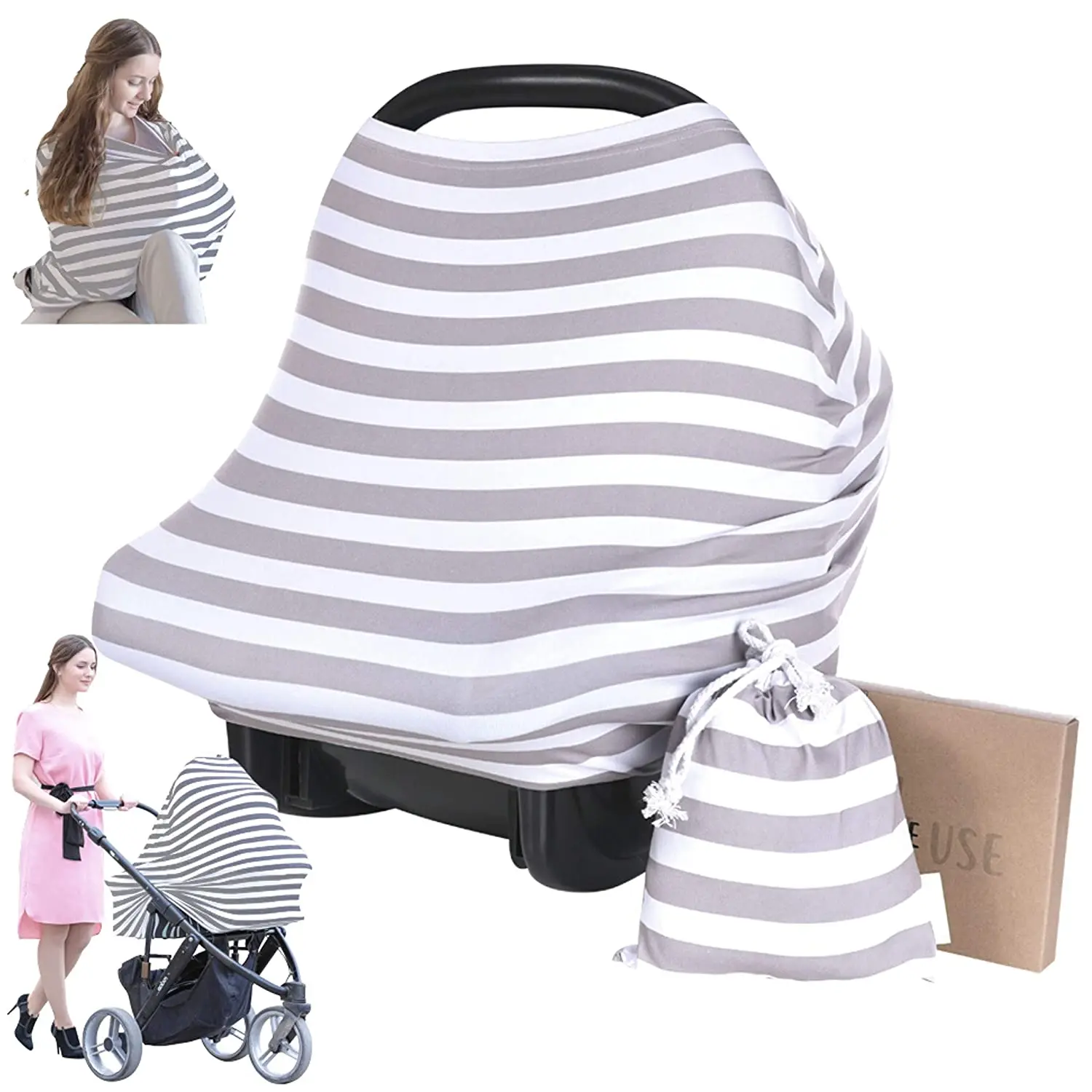 

Newborn Car Seat Nursing Breastfeeding Cover Stretchy Baby Stroller Carriers Carseat Canopy