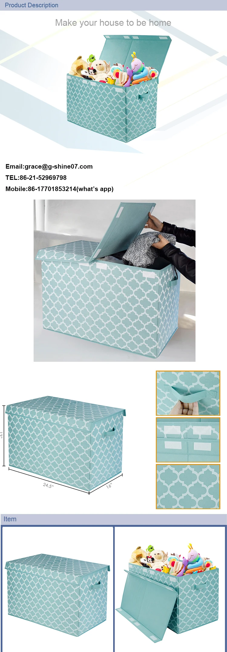 Folding Trunk Organizer Chest Bin With Fliptop Lid Kids Collapsible