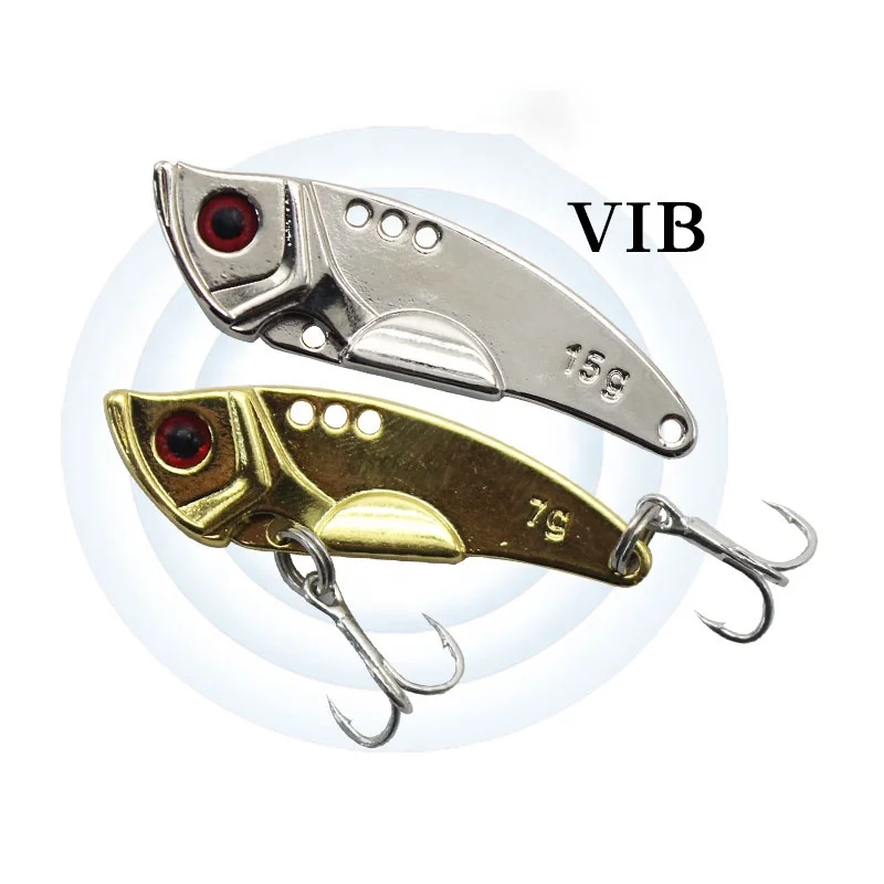 

OEM long shot hard bait VIB fishing tackle small fittings zinc alloy fishing vib with blood trough hook long dip swimming layer, Gold/silver