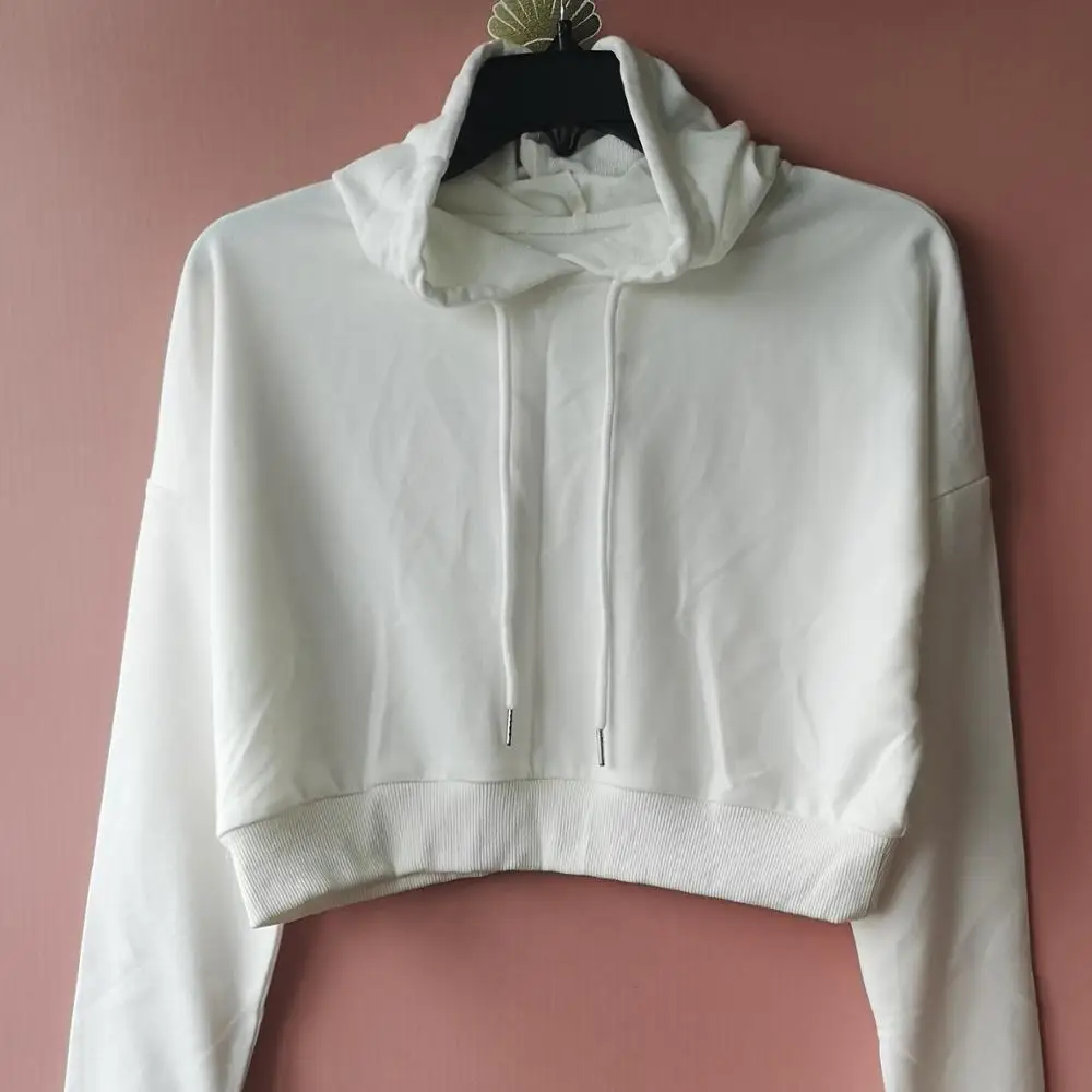 

Autumn Female Fashion Casual Hoodies White Sweatshirts Hooded Crop Top Custom Print Two 2 Pieces Set Women Clothing Joggers