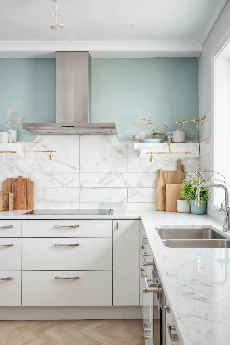 Laminated glass in kitchen cabinet