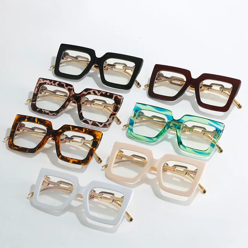 9613 Wholesale Custom Logo Eyewear Fashion Rivet Square Anti Blue Light Blocking Glasses transparent square