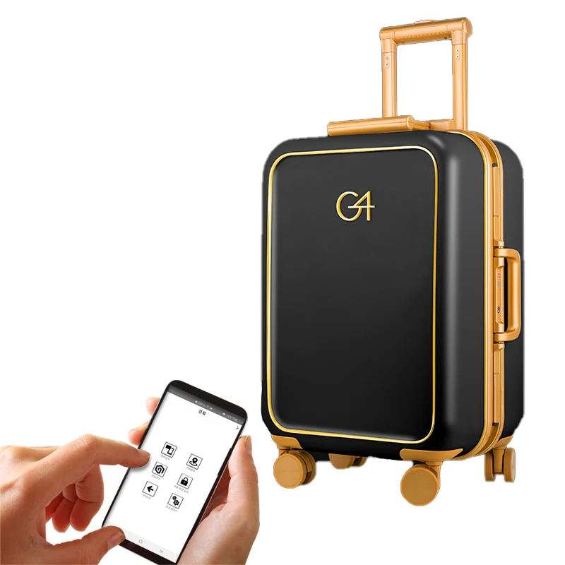 

Hot Selling Hand Carry Rolling Minimalist Luggage Usb Smart Gps Tracker Suitcase