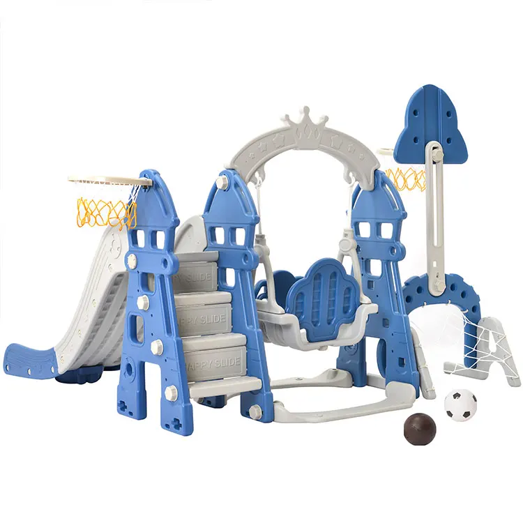 

5 in 1 Toddler Slide and Swing Set with Music Player Kids Slide Climber Playset