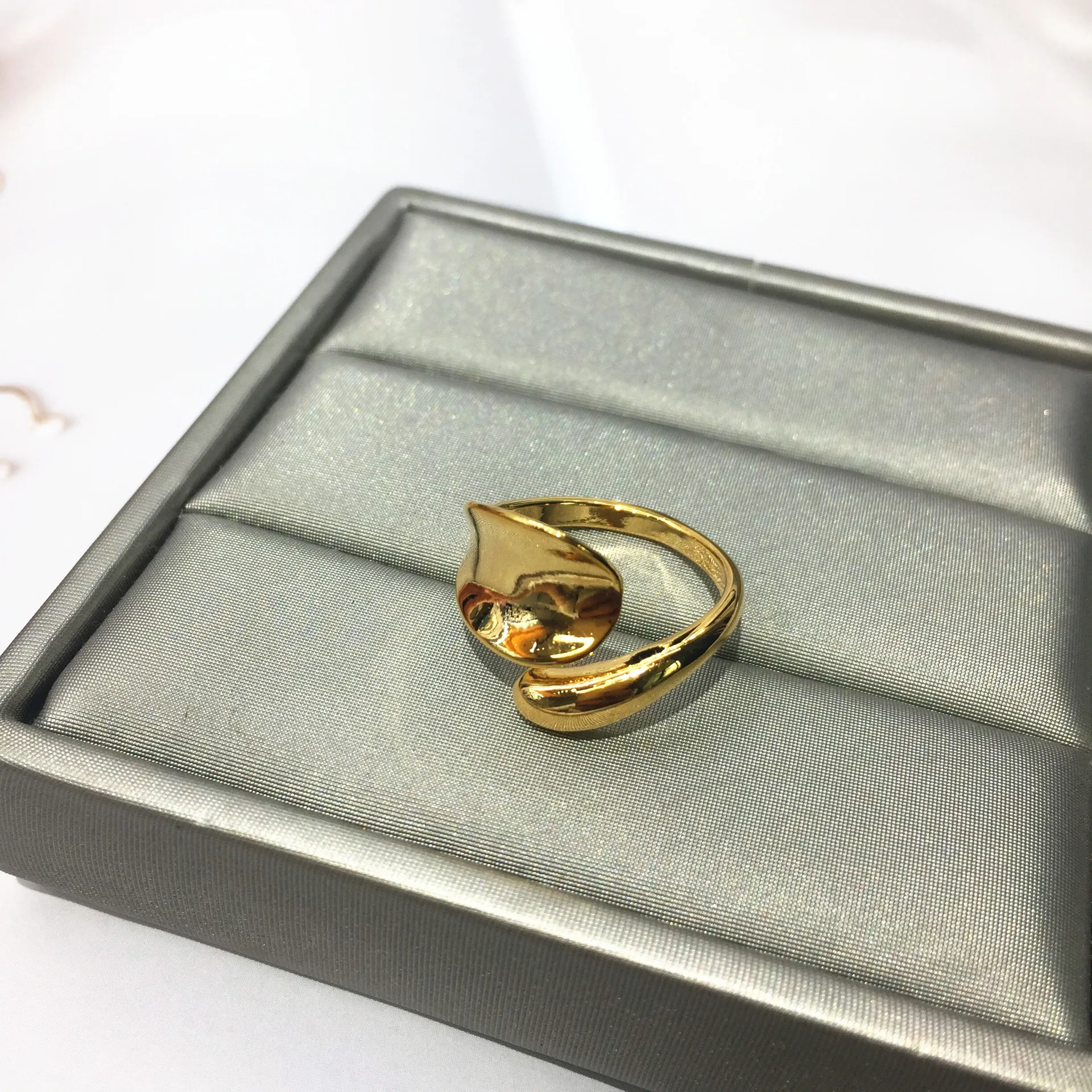 

Personalized Minimalist Concave Open Rings Simple Chic Geometric Water Drop Band Rings