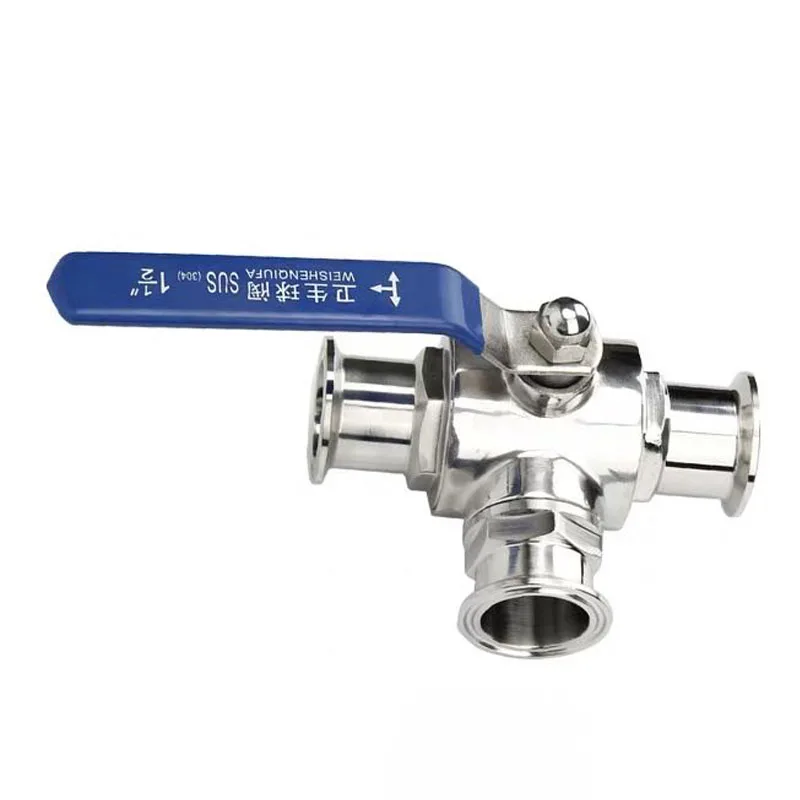 

19/25/32/38mm 304 Stainless Steel Sanitary 3 Way Ball Valve 50.5 Tri Clamp T Port Ferrule Type For Homebrew Diary Product