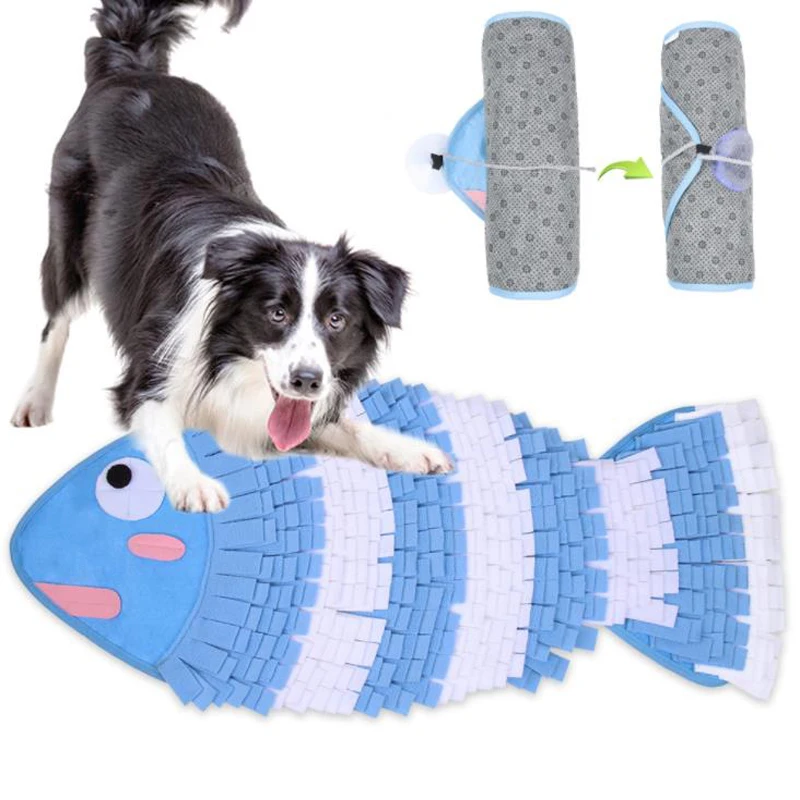 

Fish Shaped Sniff Blanket Training Toy Play Sniff Pad Food Bowl Toy Pet Mat Dog Cat Smell Training