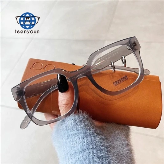 

Teenyoun Eyewear Metal Decoration Legs Plain Spectacles Personality Style Anti Blue Ray Square Frame Eyeglasses For Student