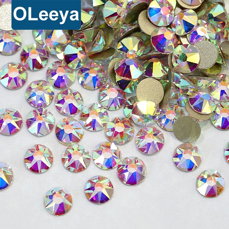 

Best Quality 2088 16 Cut 8 Big 8 Small Facets Crystal AB Flat Back Non Hot Fix Nail Rhinestones For Nail Art