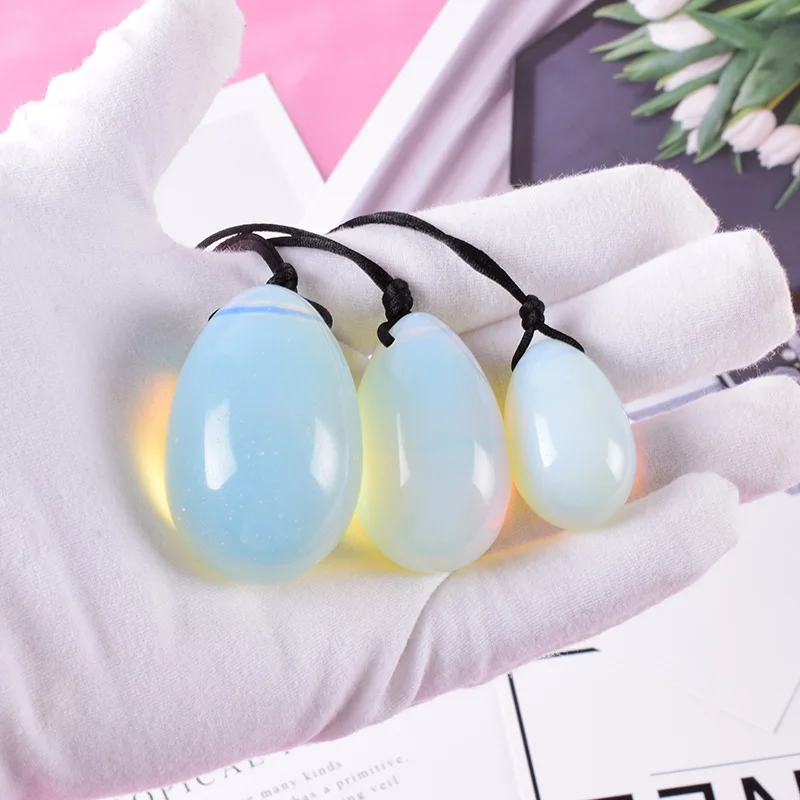 

Factory high quality 3-pcs set opalite Egg Healing Stone Set Women Nephrite Jade Yoni Eggs Set