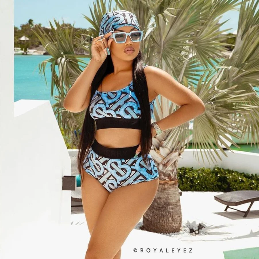 

Trending Products 2021 New Arrivals Designer Printing Women Swim Wear Clothes 2 Piece Set Tank Top Swimming Suit