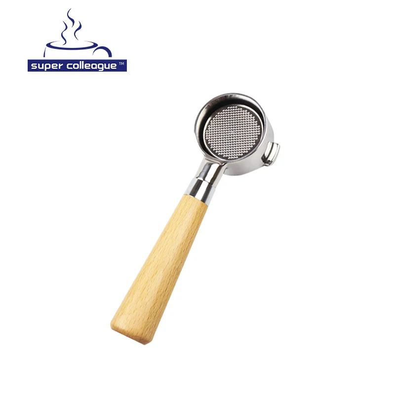 
Eco-Friendly Wood Handle Stainless Steel Coffee 51mm Portafilter Bottomless 