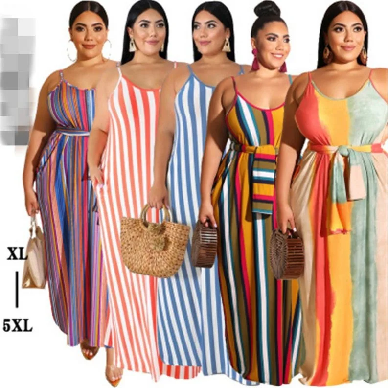 

New Women Casual Dresses Fashion Colorful Euramerica Style Stripe Clothing Dresses Tight Large Size Sexy Dress .