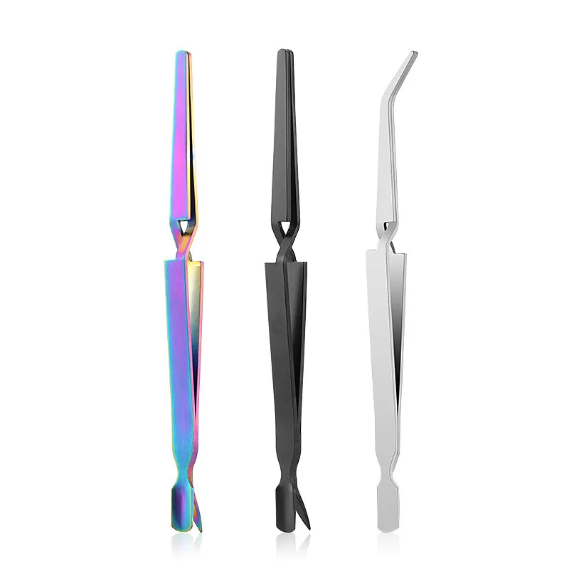 

Stainless Steel Nail Cuticle Pusher Rainbow Tweezers Shaping Clips For Nail Art Shape