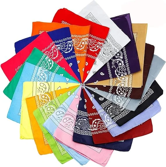Promotional Logo Printed Custom Designer Cotton Polyester Square Bandana Multi Colors square Scarf