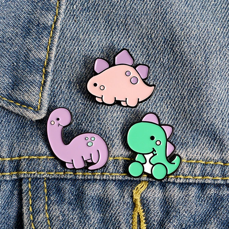 

Creative Cute Cartoon Dinosaur Pins Enamel Brooch for Kids Decoration, As the picture