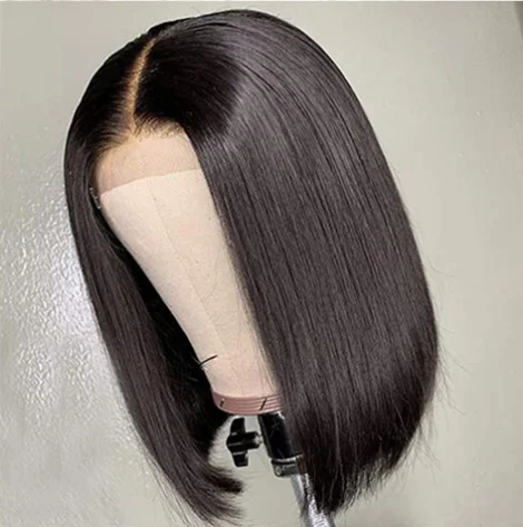 

4x4 Short Bob Wigs Lace Closure Wig Straight Human Hair Wigs For Black Women 150% Brazilian Hair Perruque Cheveux Humain, Accept customer color chart