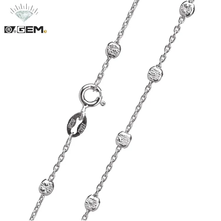 

R.GEM. Amazon Wholesale Singapore Bead Station 925 Sterling Silver Chain Necklace Jewelry