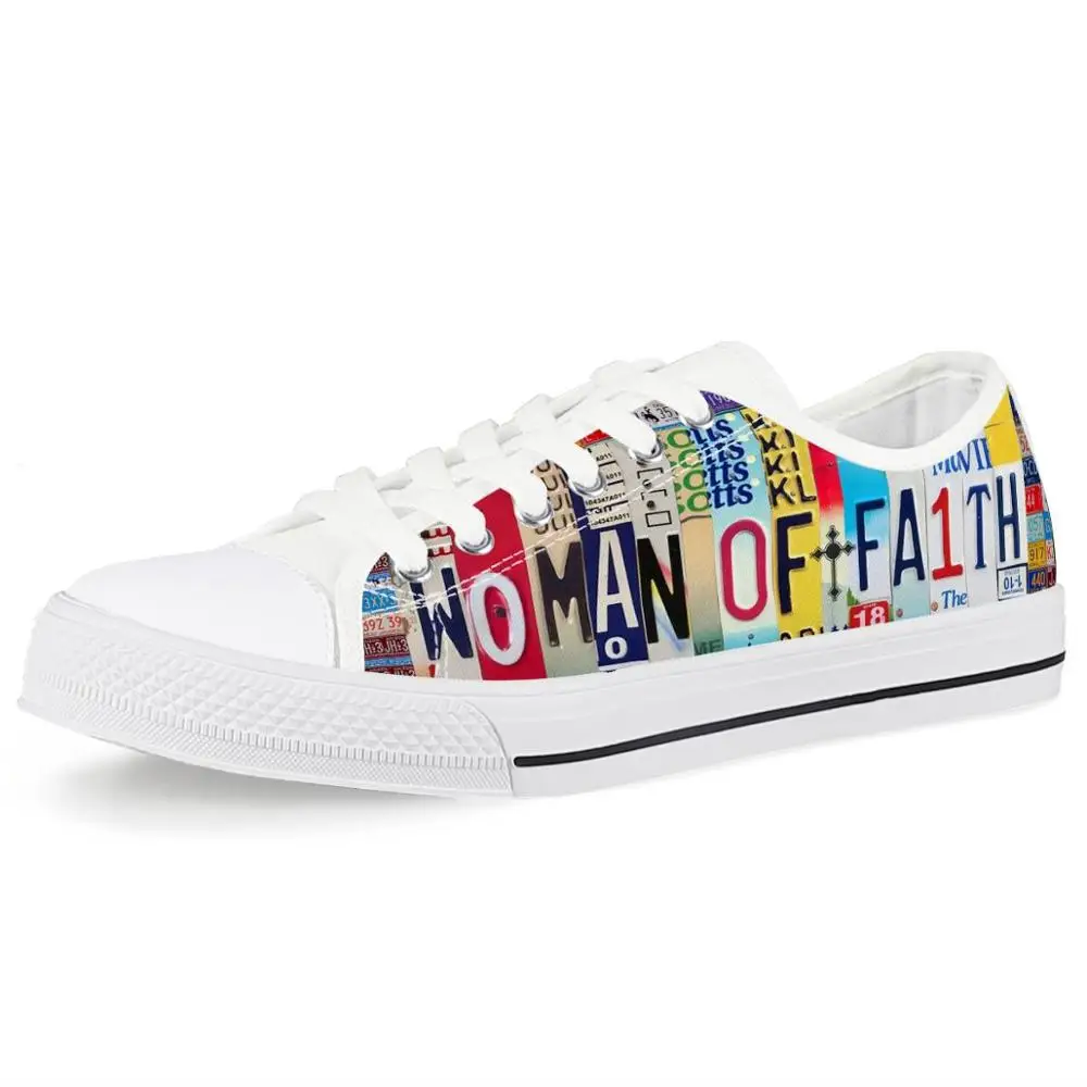 

WOMEN OF FAITH Custom Letter Stitching Printing Low Top Shoes Quanzhou Canvas Men Casual Shoes, Black white