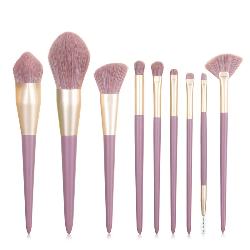 

best professional 9 pcs small purple potato blush eye shadow highlight cute makeup brushes set