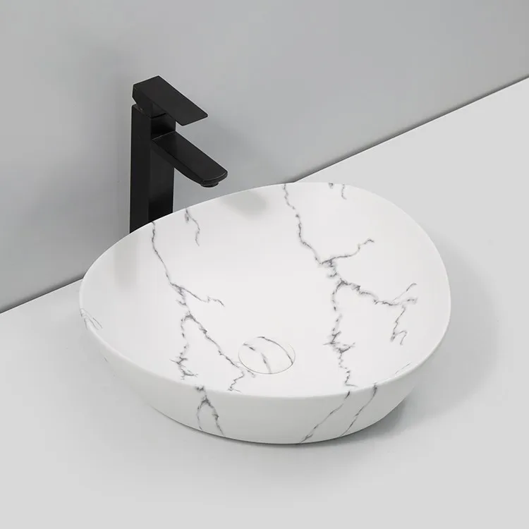 white-marble-sink-bathroom-9637-P-509-angled-top-view-matte-glaze-grey-lilac-vein-organic-asymmetric-outline
