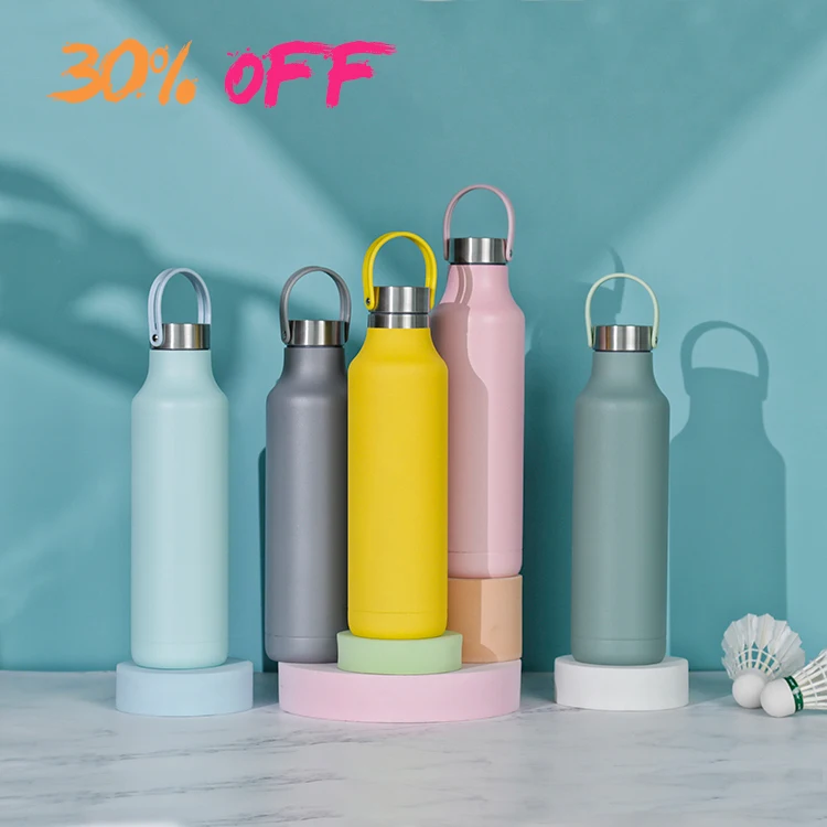 

30% OFF Ready to Ship Get one Free 20oz Color double wall Stainless steel insulated handle blank water bottle customized