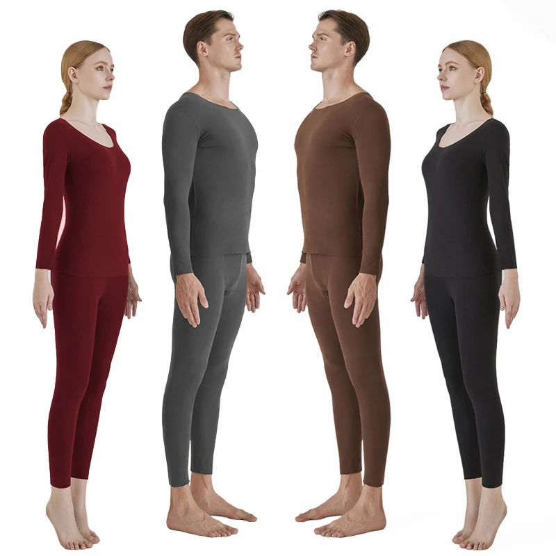 

plus size underwear Long Sleeve Suits Seamless Thermal Underwear for Winter Custom Crew Neck for women mens long johns