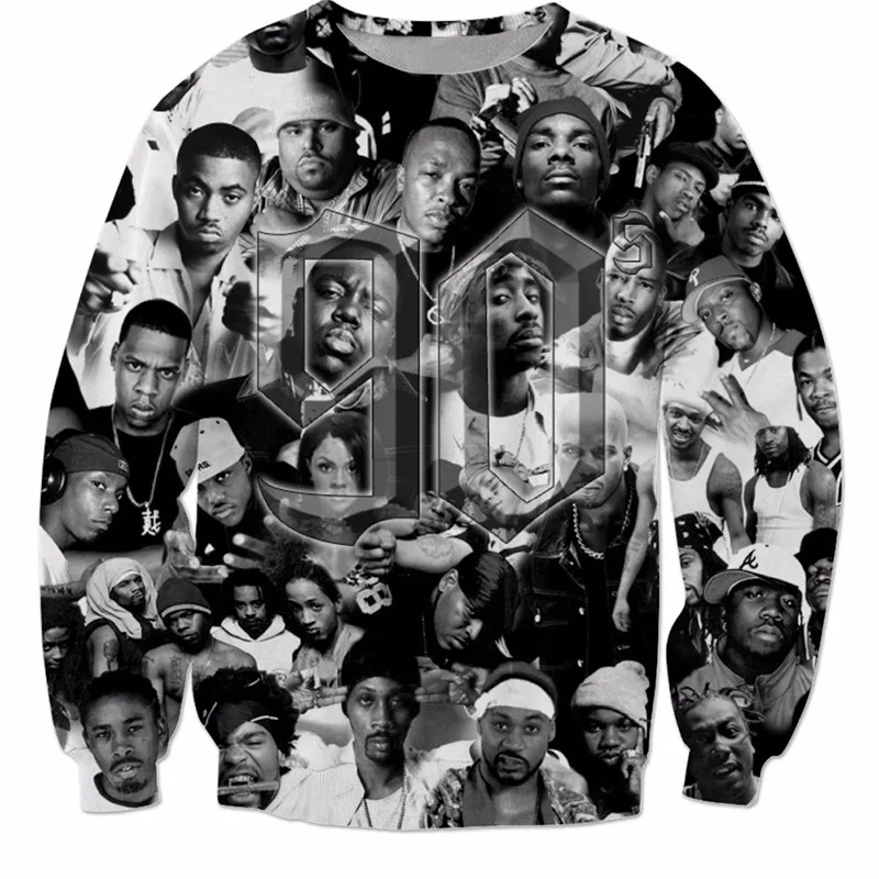 

Nadanbao brand Wholesale Men Sweatshirt Hip hop Rapper 2pac tupac 3d printing sweatshirt crewneck long sweatshirts