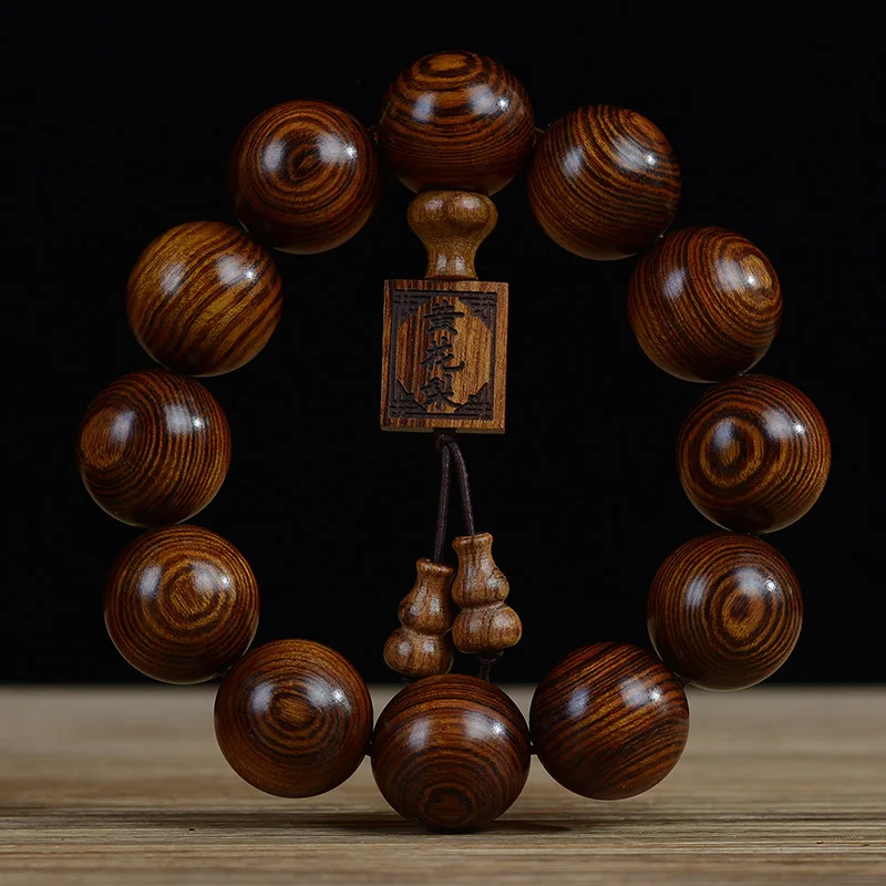 

2021 Hot Sale Unique Reusable Top Sale Personalized Multicoloured 20mm Small-leaf Rosewood Natural Buddhist Beads, Natural deep brwon
