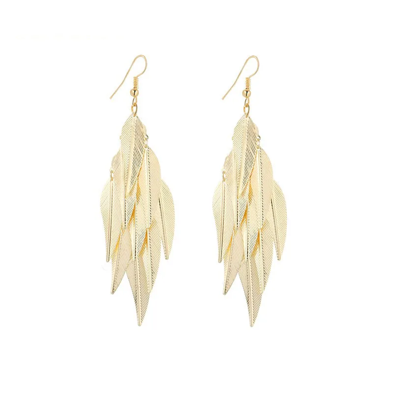 

fancy trendy gold plated leaf earrings bohemian style