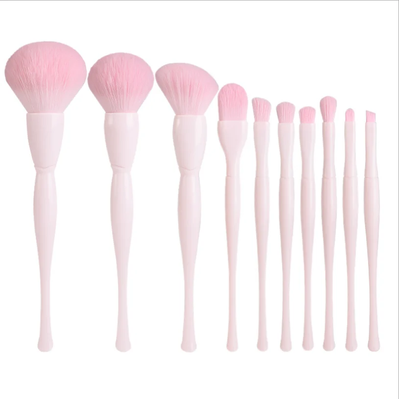 

10pcs luxury bling makeup brushes set make up brushes custom logo pink make up brushes, Pink/blue